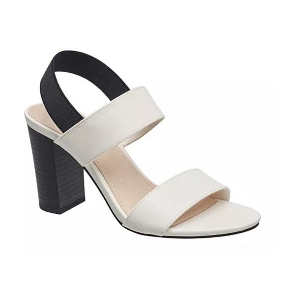 FRENCH CONNECTION DAKOTA DOUBLE BAND SILING BACK HEELS IN WHITE NWOB SIZE 7 - Picture 1 of 14